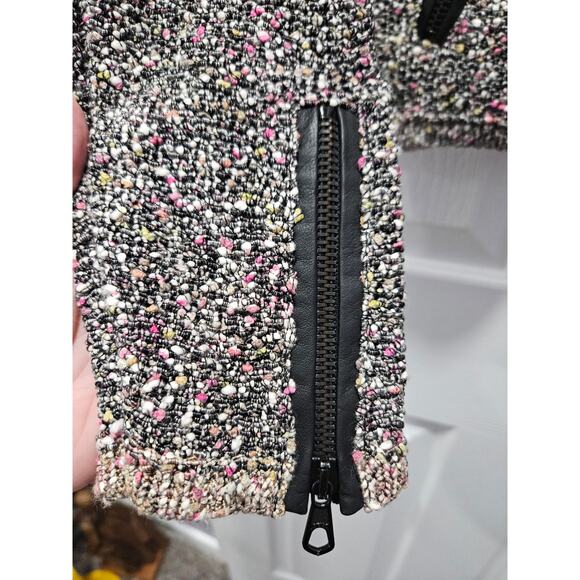 Rag & Bone Lory Tweed Boucle and Lamb Leather Trimmed Jacket Size M - Picture 5 of 10